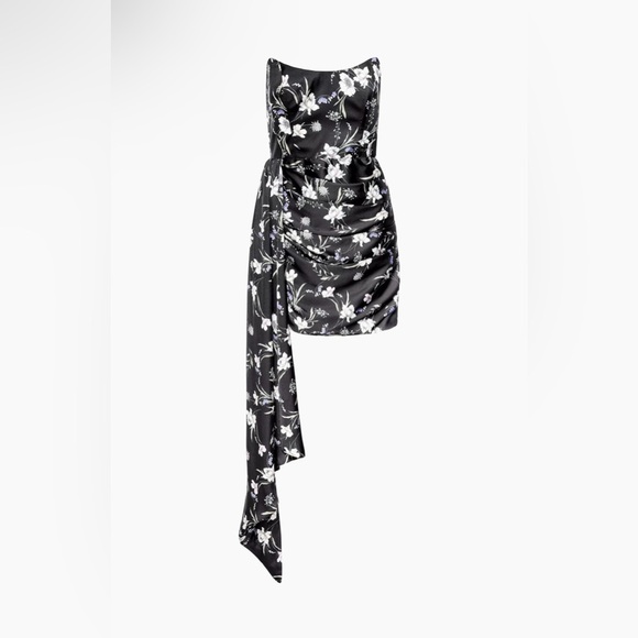Katie May Chasing Dawn Draped Floral Satin Minidress - Picture 1 of 14